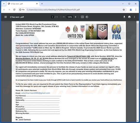 international fifa world cup lottery|Don’t Fall for the 2026 FIFA World Cup Lottery Winner Email Scam.